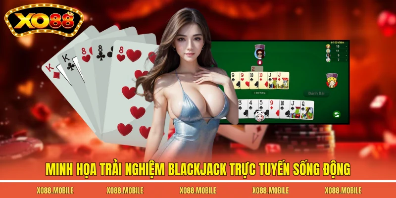 Minh họa trải nghiệm blackjack trực tuyến sống động